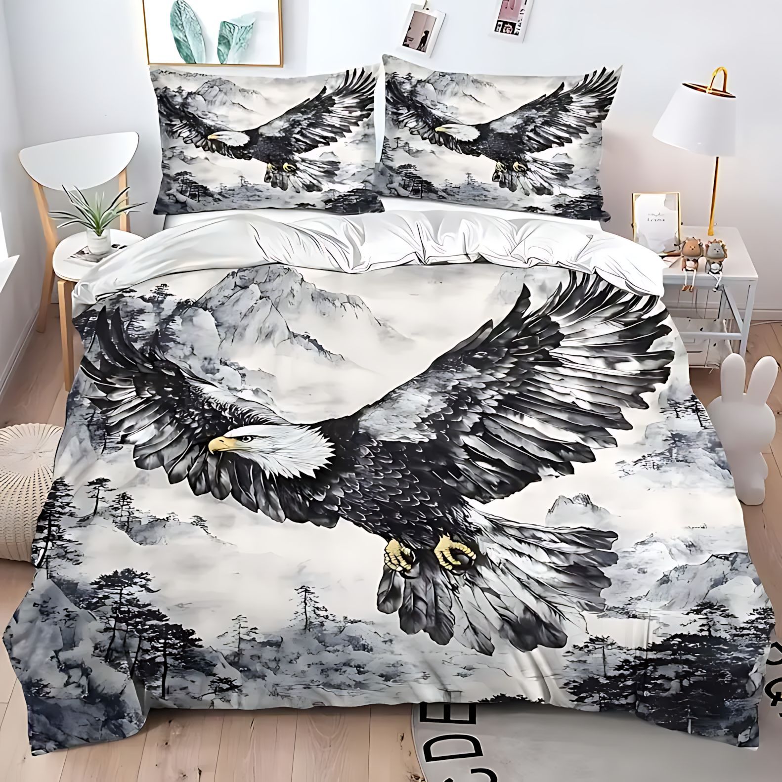 TUME / JIT Transfronterizo Textile Home Eagle tema impresión digital 3D edredón conjunto de ropa de cama fuente fabricante