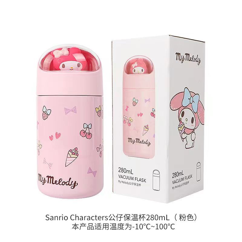 Taza termo pequeña creativa de Sanrio, niña de dibujos animados, niños lindos, escuela de alto valor, taza de agua potable directa portátil