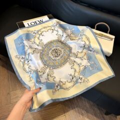 合集70*70新型青いシルクタオル高級感シミュレーションシルクタオルファッション