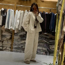 秋季森女文艺宽松外套 加厚阔腿裤子休闲裤显瘦套装