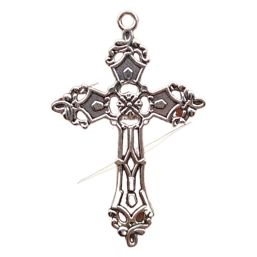 アクセサリーアクセサリーレトロ古銀古藤模様十字男性アクセサリー服飾セーターチェーン卸売り