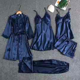 欧美外贸跨境销售情趣睡衣蕾丝吊带睡裙 五件套睡衣 多色一件代发