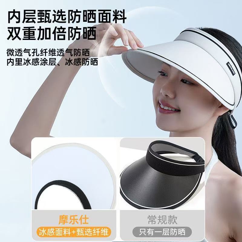 夏の日よけ帽子韓国版空頂太陽帽子ネットレッドのやせ顔日焼け止め帽子屋外紫外線防止携帯帽子|undefined
