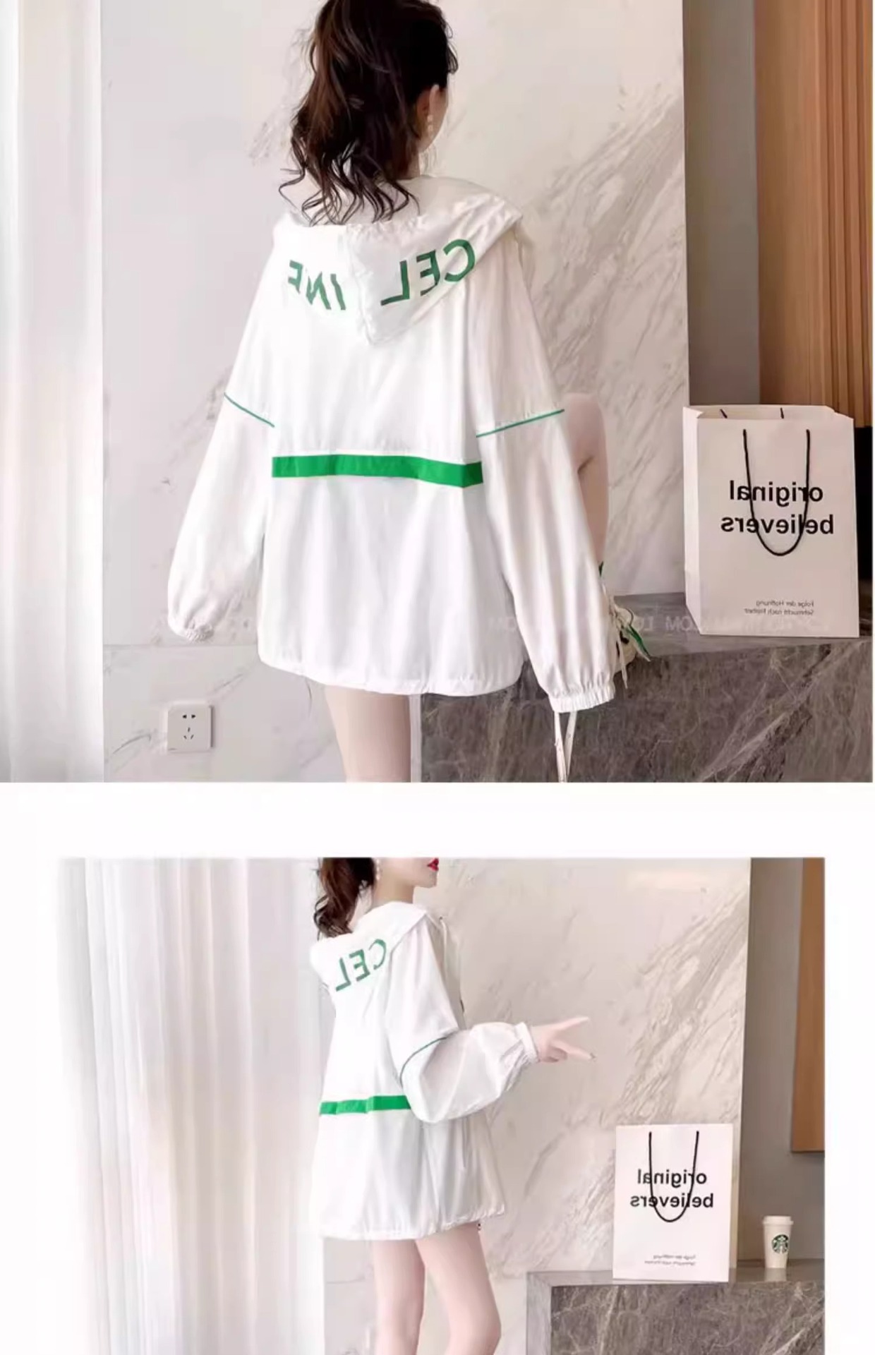 Áo chống nắng nữ dáng rộng có mũ, mỏng thoáng khí mùa hè, phong cách thể thao đa năng — Màu hồng chi tiết 6