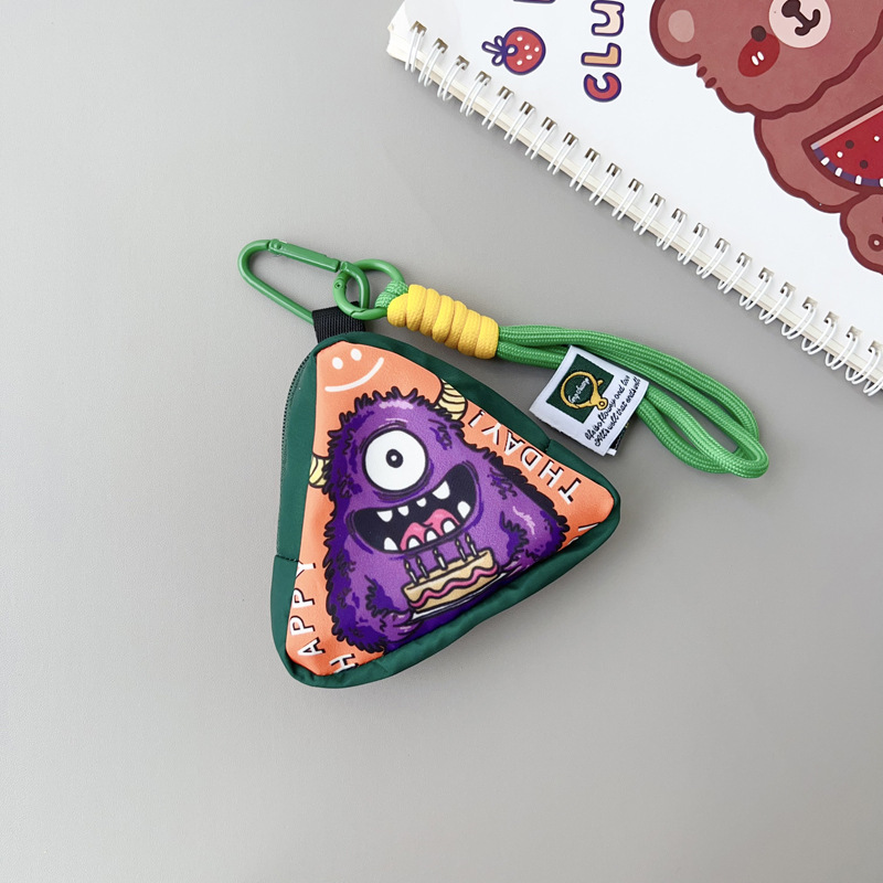 삼각 유니콘 미니백 + 그린 라벨 쇼트 스트랩 + 투명 클립