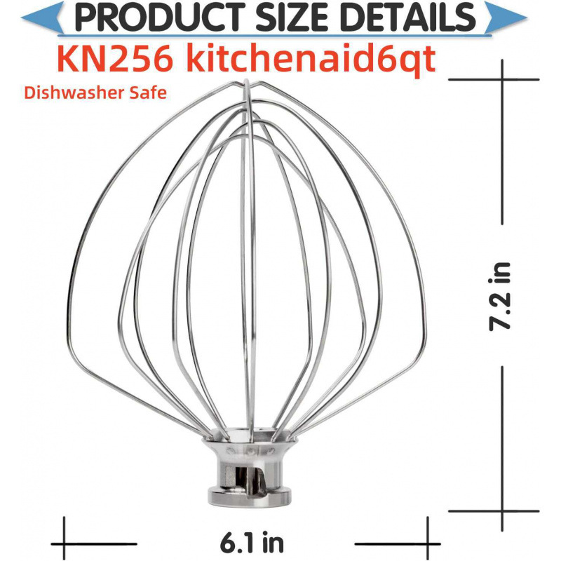 KN256 계란 비터는 6 7qt 8qt 304에 적합하며 식기세척기 사용이 가능합니다.