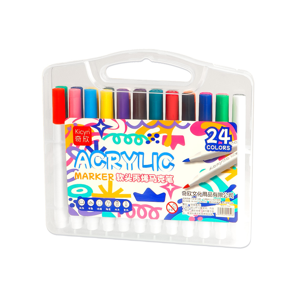 Los marcadores acrílicos de cabeza suave se pueden apilar en color, no translúcido, estudiantes, pintura de arte infantil, bricolaje, graffiti, bolígrafos de acuarela al por mayor