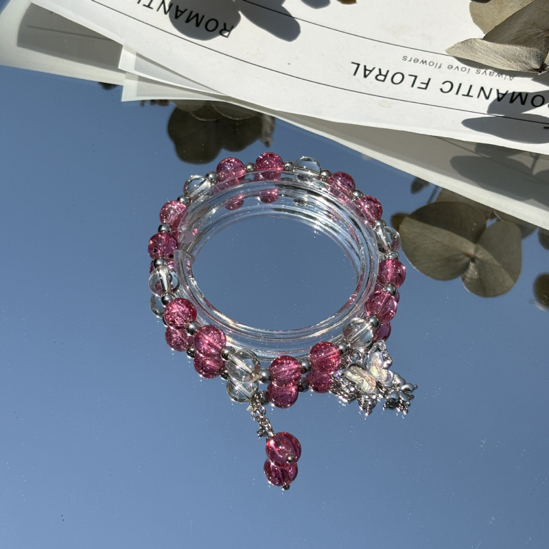 S042-딸기 레드 크리스탈 나비 팔찌#SZ307호