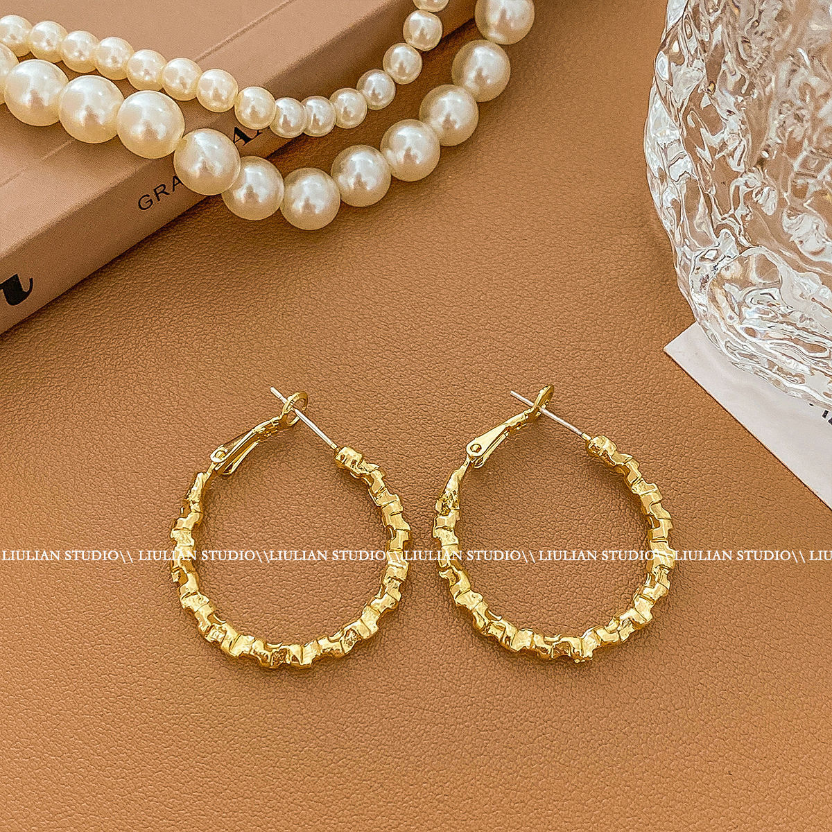 52 # 골드 브로큰 실버 귀걸이-