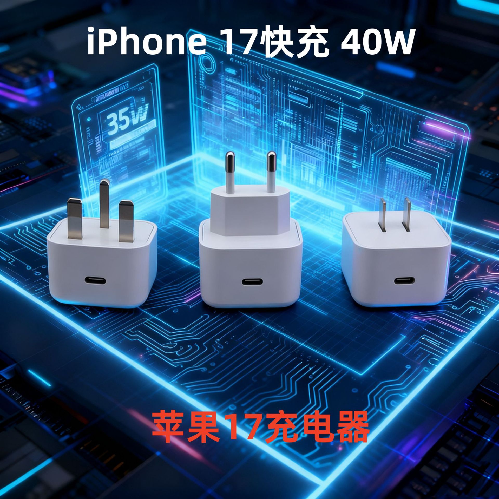 Suitable for Apple 17 Charger Foldableing Foot Pd40W Fast Charging Head Us Standard British Standard European iPhone Mobile Phone Gallium Nitride