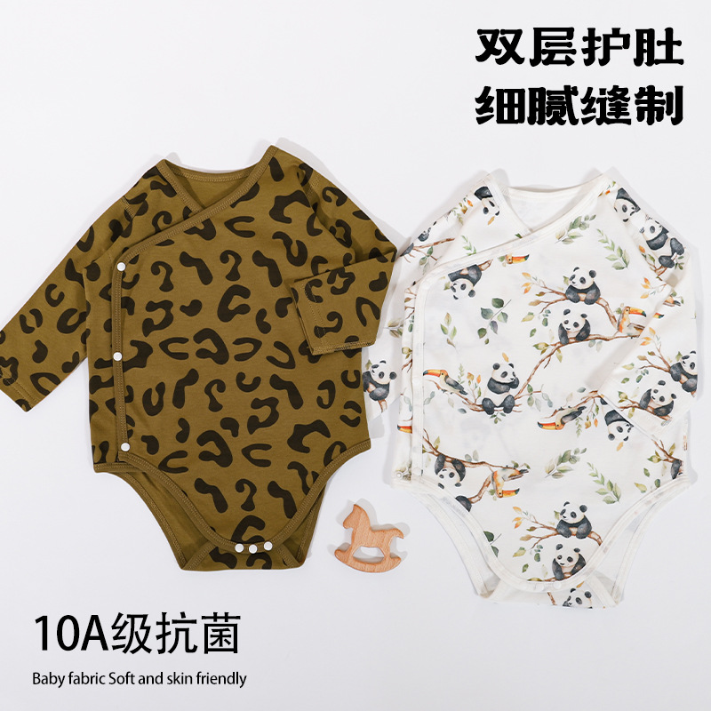 宝宝包屁衣长袖蝴蝶衣婴儿女童无骨纯棉爬服连体衣儿薄款哈衣批发