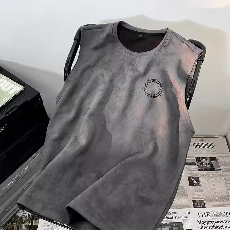 Men's Summer Vest Heavy Printed Quick-Drying Top Basketball Sports Vest Fitness American Suede Sleeveless t