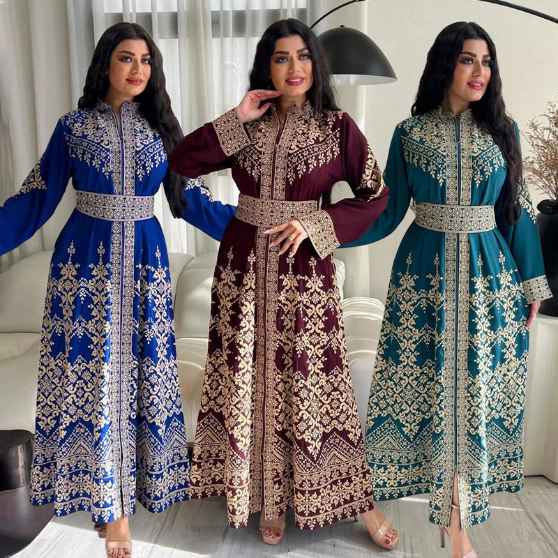 Xqy500371 Jalabiya Cross-Border New Style Printed Zipper Robe Ethnic Style Dress Xqy500371 Jalabiya Cross-Border New Style Printed Zipper Robe Ethnic Style Dress