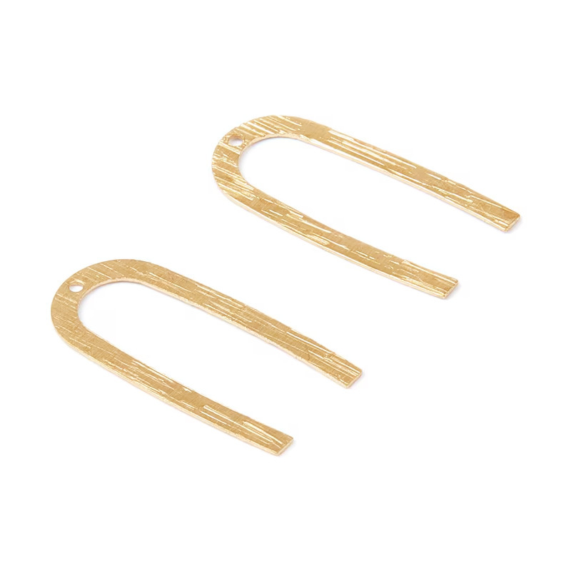 Brass U-Shaped Brushed Earrings Earrings Pendant European and American Cross-Border Handmade DIY Jewelry Accessories-Pp2150