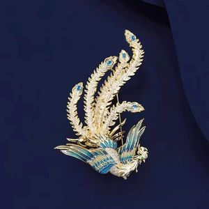 Chinese Style Qifeng Brooch, High-End Female Exquisite Stylish, Enamel Phoenix Corsage, Niche Design Pin Accessories