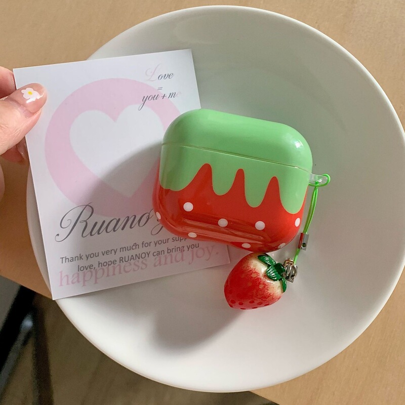 Cute Strawberry Pendant Suitable for AirPods Pro3 Generation Apple Bluetooth Headphone Case 2/4 Generation Cartoon Protective Cover