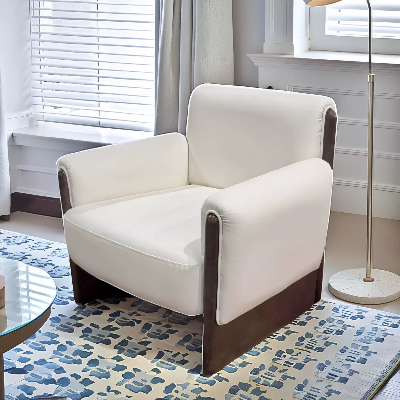 现代新中式洽谈会议室贵宾沙发会客接待茶几组合单人实木办公沙发