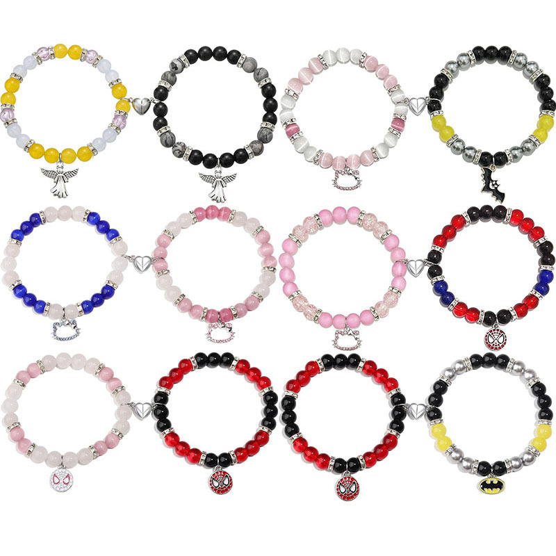 Amazon Cross-border 8mm Cat's Eye Friendship Bracelet Couple Friendship Bracelet Halloween Birthday Gift Hand for Men and Women