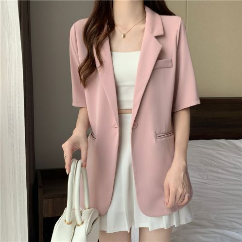 Lightweight Women's Summer Blazer Korean Style Casual Suit Jacket_voghion.com