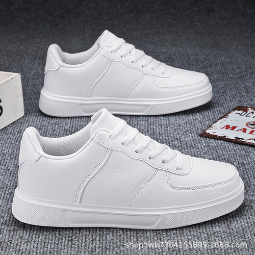 Men's Size 36 Large Comfortable Air Force Style Leather Sneakers with Breathable Surface for Youth and Leisure Trendy and Versatile White Shoes
