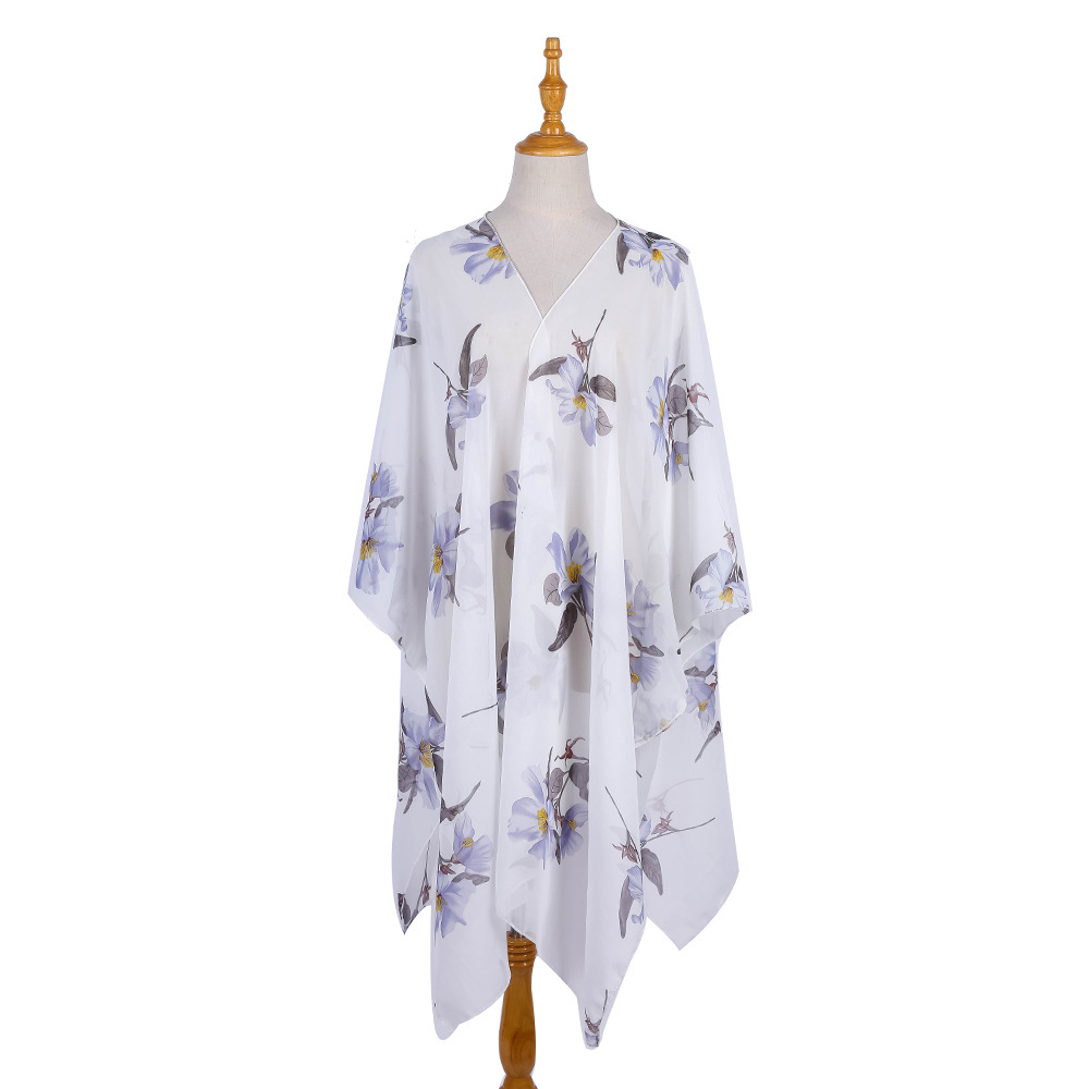 Venta caliente transfronteriza primavera y verano estilo europeo y americano corto gasa blusa de playa protección solar sombrilla kimono cardigan image 27