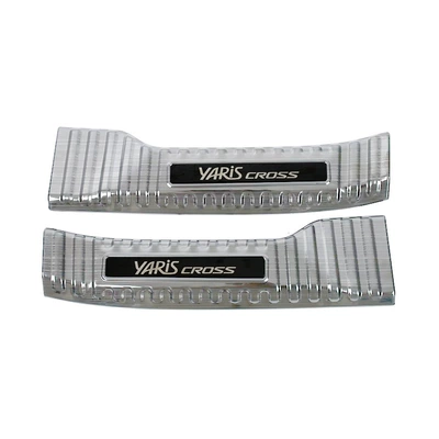 pedal trunk rear guard, Dekorativ pedal başlıqları - 2-pieces-of-inner-rear-guard-stainless-steel-silver-titanium-brushed-suitable-for-2024-yaris-cross-yaris-cross