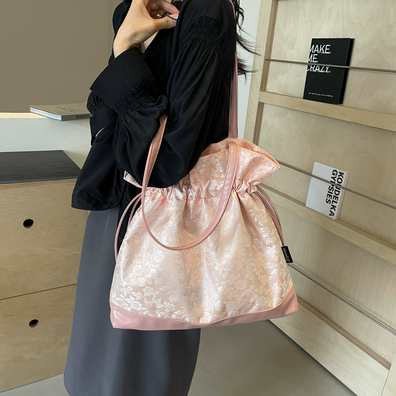 Новая высококачественная большая вместительная карманная сумка на шнурке в китайском стиле, однотонная ручная сумка через плечо с вышивкой, женская партия заводских товаров