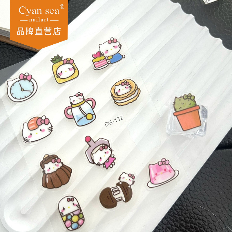 Cute Katie Christmas Kittykt Jelly Nail Art Sticker Cartoon Camera Mobile Phone Ccd Water Cup Nail Sticker
