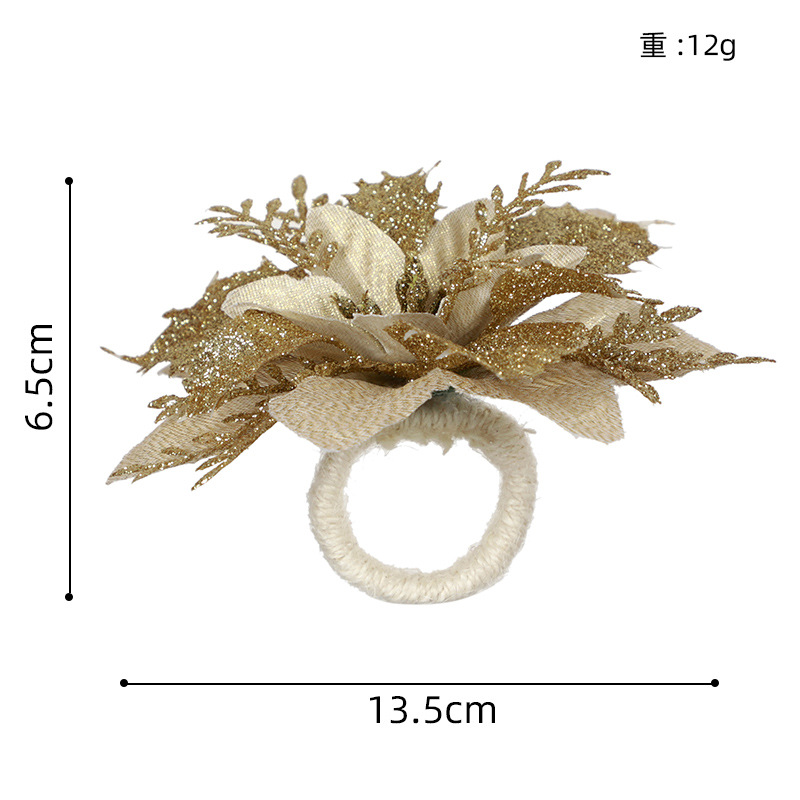 Anillo de servilleta de mesa de Navidad hecho a mano cuerda de cáñamo anillo servilleta hebilla Amazon nuevo Anillo de servilleta de flor roja de Navidad