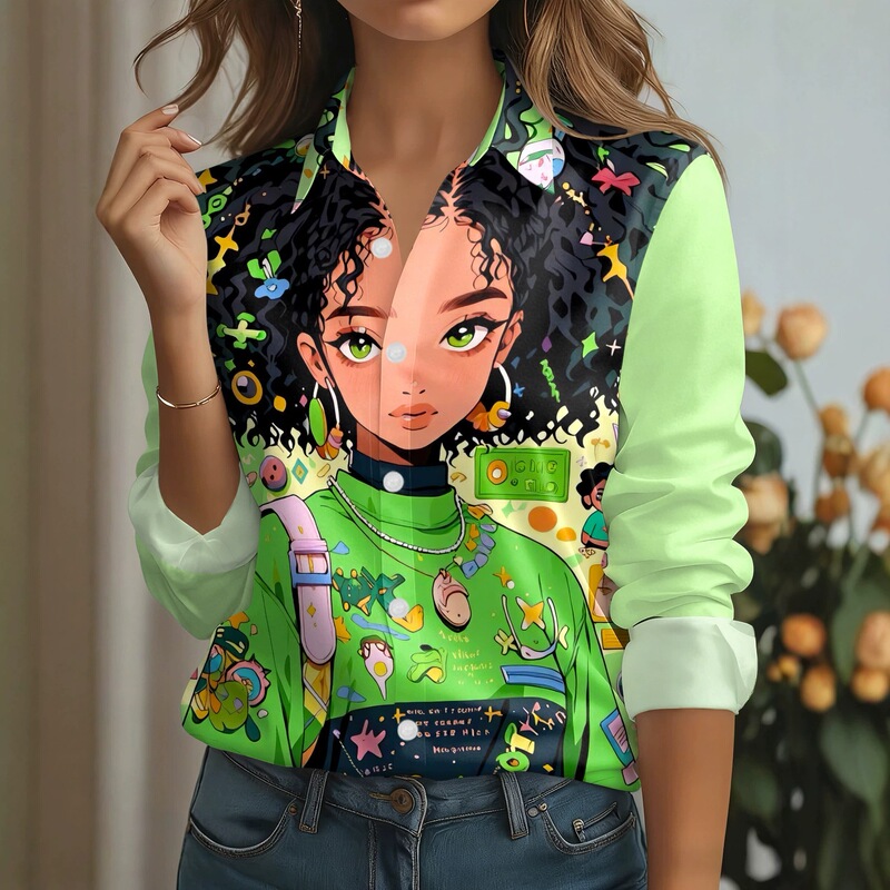 Halloween Vintage Skull 3D Digital Print Satin Shirt for Women, Turn-down Collar, Long Sleeve, Buttoned, Ice Silk Thin Top Halloween Vintage Skull 3D Digital Print Satin Shirt for Women, Turn-down Collar, Long Sleeve, Buttoned, Ice Silk Thin Top