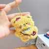 Полнофигурный мишка с рюкзаком + пищит (золотая шариковая цепочка)