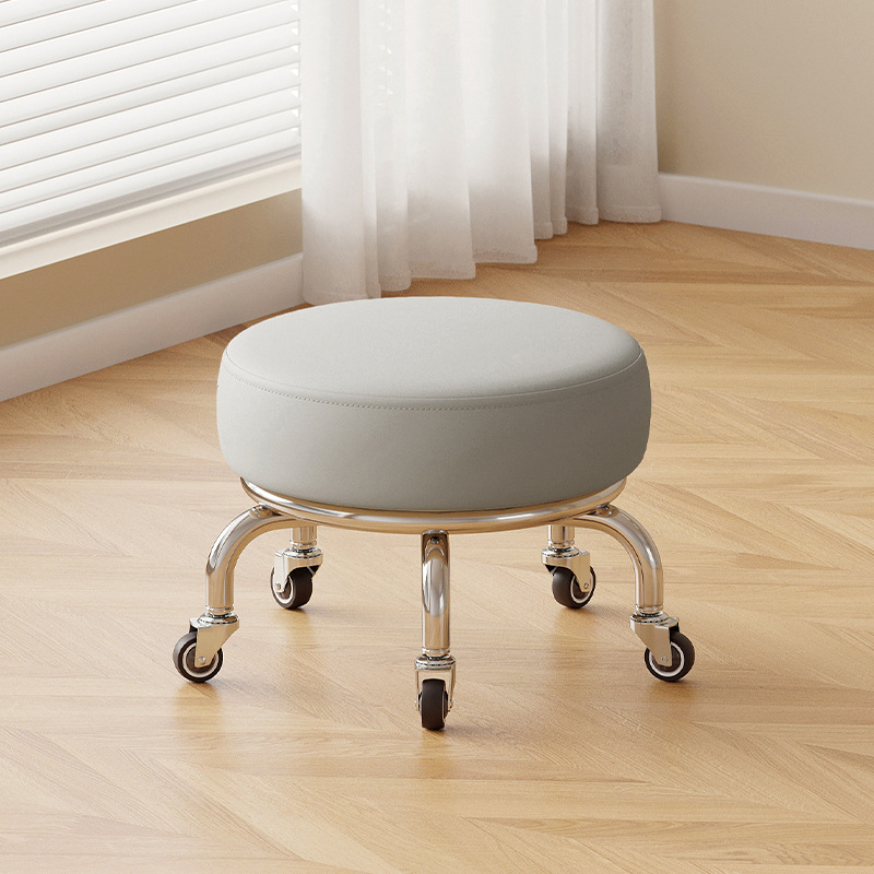 Polia doméstica taburete bajo rueda universal pequeño taburete silencioso rotativo taburete redondo móvil con artefacto moderno y simple