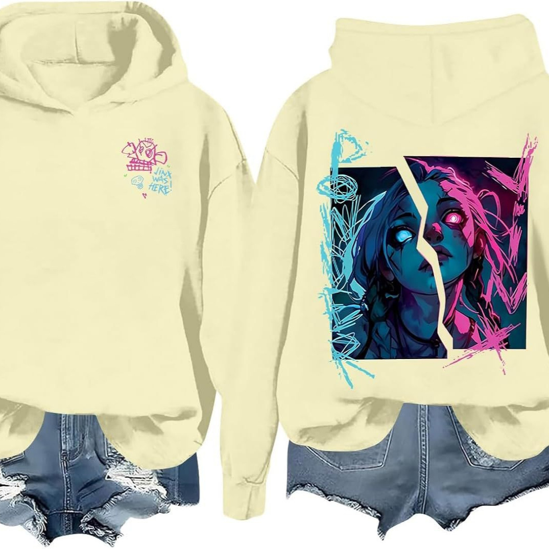 DLDXJQTPL Jinx Was Here Women Hoodie Jinx Arcane Figure