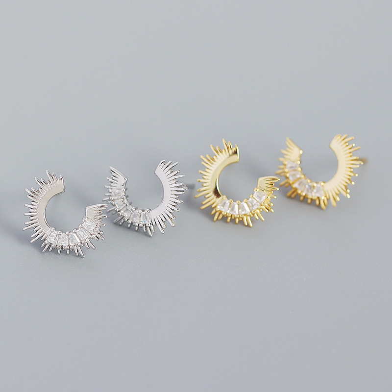 Fashion Geometric Sterling Silver Zircon Ear Studs 1 Pair