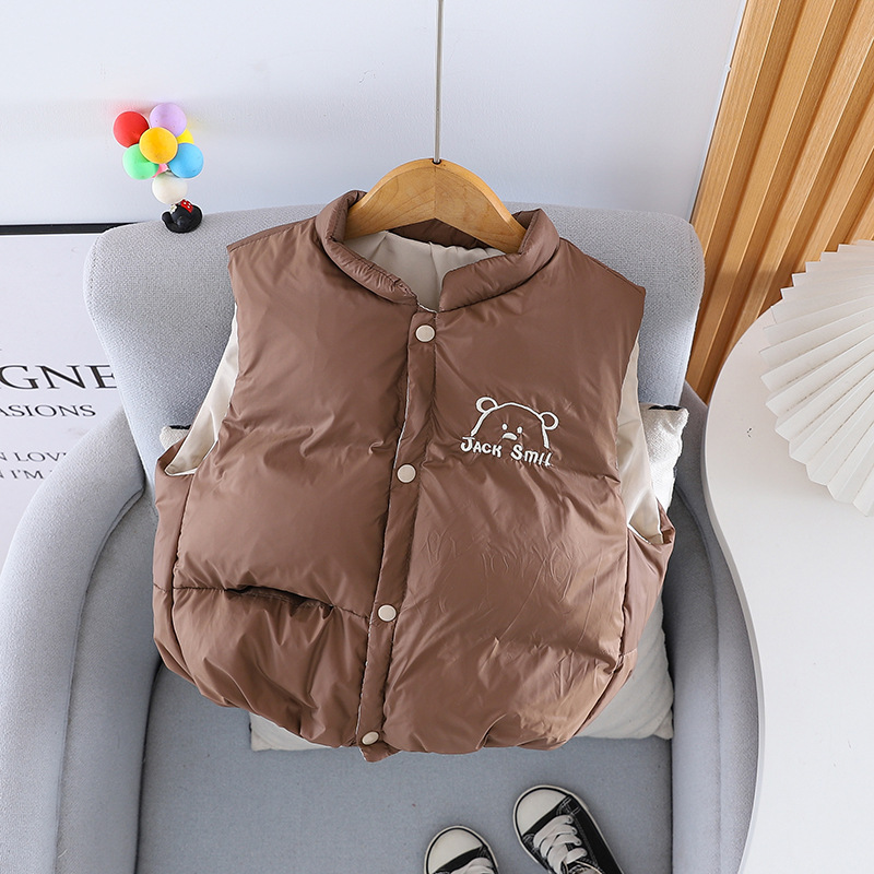 2023 INVIERNO DE LOS NIÑOS abajo chaleco estilo coreano suelta dibujos animados oso abajo chaqueta chaleco Mori ropa para niños entrega