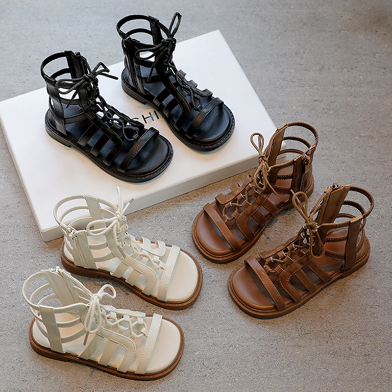 Girls Sandals 2025 New Summer Children's Roman Shoes Soft Sole Summer Little Girls Beach Shoes Baby Casual Shoes