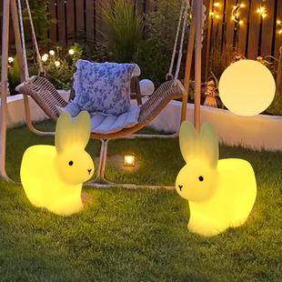 Solar Garden Lamp Outdoor Viewing Glowing Rabbit Animal Lamp Mid-Autumn Activities Layout Lawn Decoration Jade Rabbit Lamp