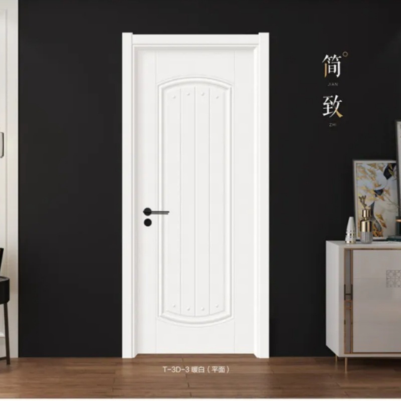 Puerta de madera maciza compuesta, puerta interior, puerta de habitación, aislamiento acústico, resistencia a la presión, puerta del dormitorio, pintura, puerta de habitación tallada simple al por mayor