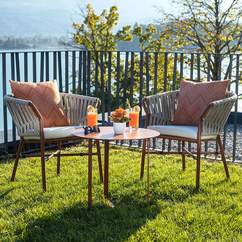 Mesa y silla al aire libre patio al aire libre jardín balcón a prueba de agua silla de vidra silla hotel villa ventas mesa y silla de aleación de aluminio image 11