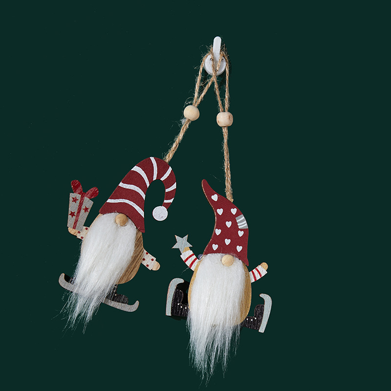 Nuevos productos transfronterizos de madera de peluche colgante de Santa Navidad decoración del árbol de Navidad colgante de estilo retro