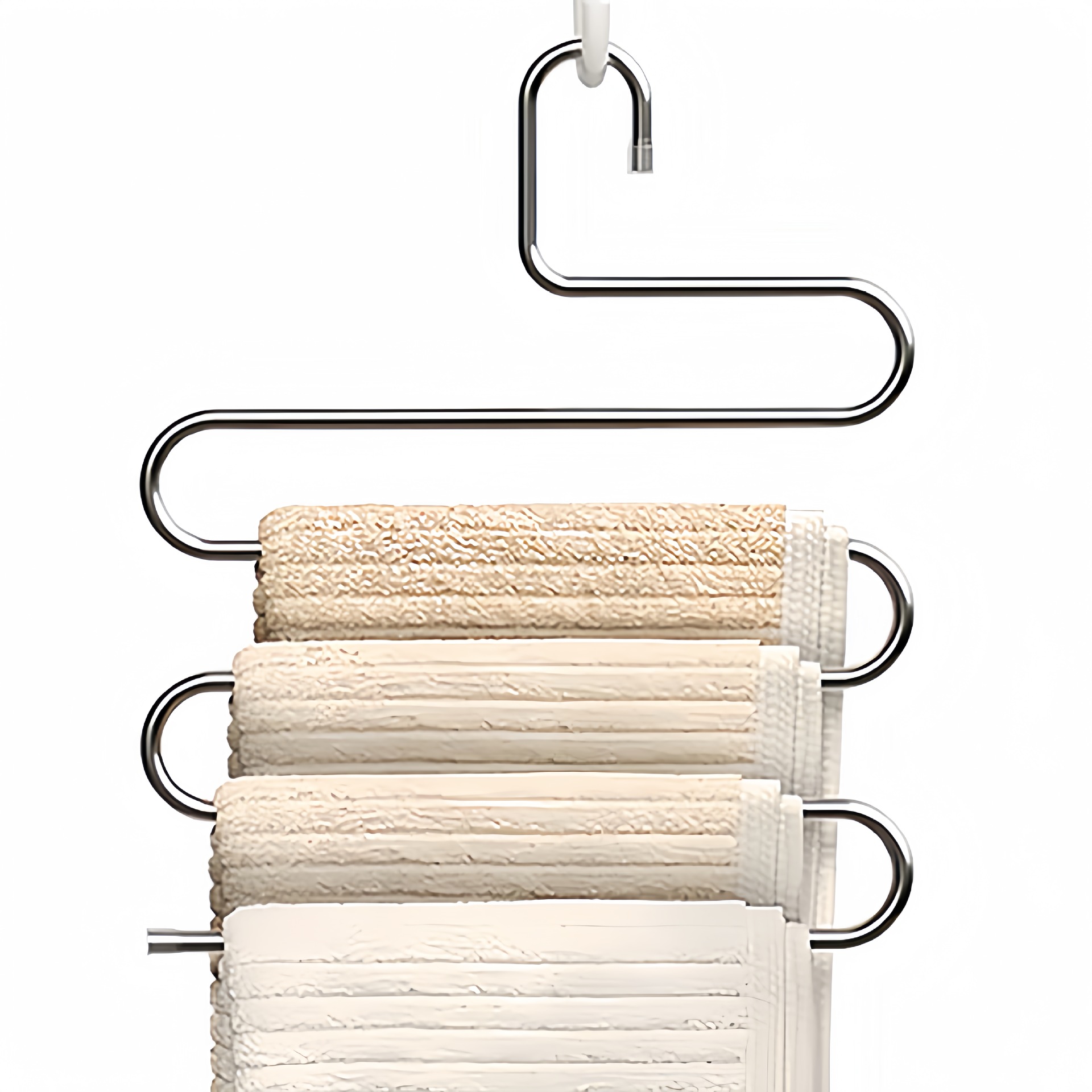 Perchero multifuncional de acero inoxidable para pantalones, con forma de S, de 5 niveles, para guardar bufandas, de varias capas, simple.