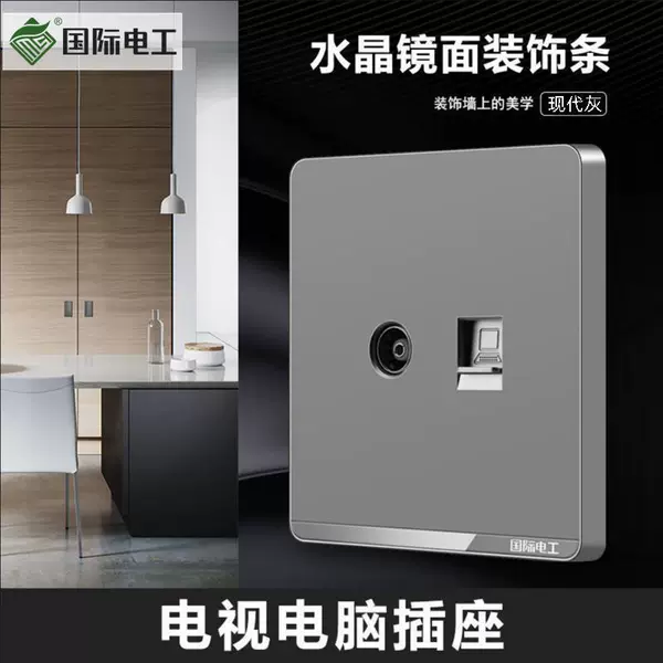 TV computer/TV network plug (modern gray)