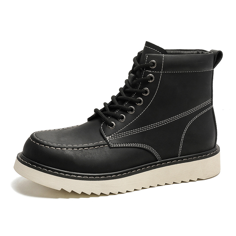 Martin – bottes montantes de moto pour hommes, tendance, décontractées, en velours, polyvalentes, combinaison de travail, 2024 coton, hiver 9055_voghion.com