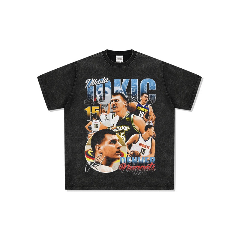 Yorkichi American Star camiseta callejera hip-hop marca de tendencia impresión retro hacer viejo lavado pesado suelto mangas cortas