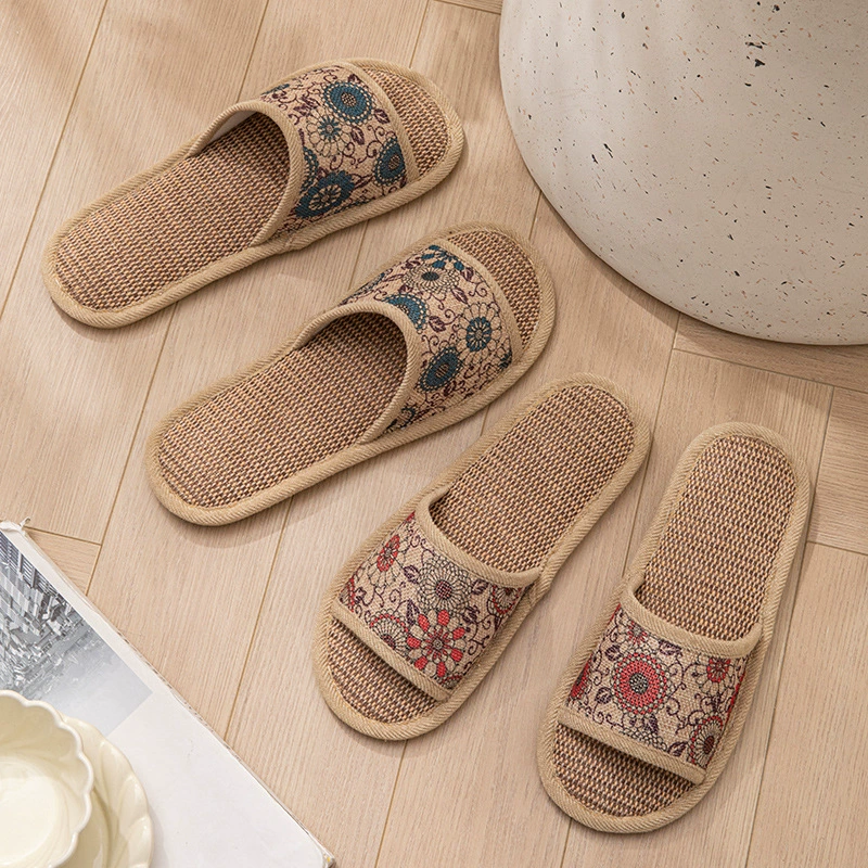 2025 новых льняных тапочек для женщин, нескользящие, домашние, универсальные для всех сезонов, парные, бесшумные тапочки на мягкой подошве, летние мужские.