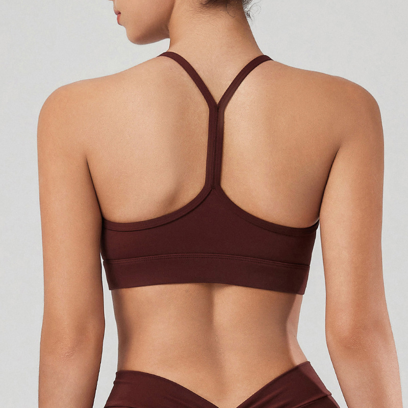 European and American Y-Shaped Beautiful Back Yoga Clothes for Women Fitness Running Outdoor Shock-Proof Tight Bra Quick-Drying Sports Intimates Blouse