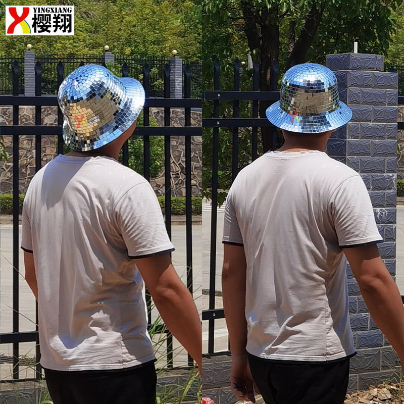 Sombrero de Espejo Disco, Sombrero de Pescador Láser, Estilo Nuevo Transfronterizo, Sombrero de Vaquero Reflectante para Fiesta de Baile, Moderno, Brillante y Genial