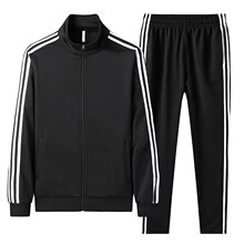 运动服套装男女立领跑步服春秋长袖晨跑两件套百搭网红修身 情侣