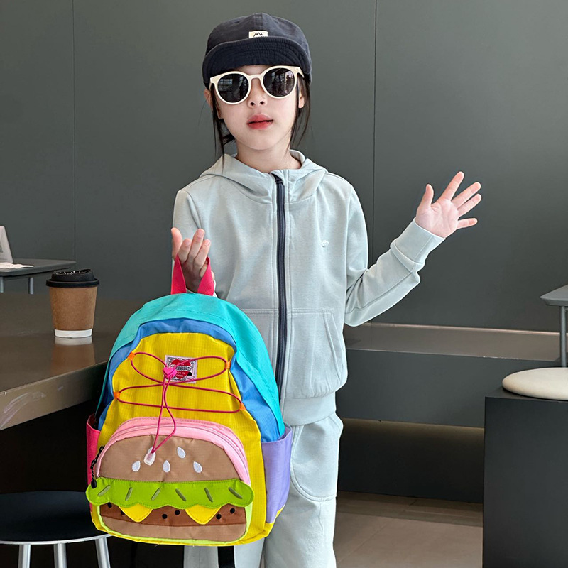 Cartoon Cute Hamburgo mochila para niños y niñas Mochila de diseño personalizado de gran capacidad 2026 nueva mochila infantil transfronteriza