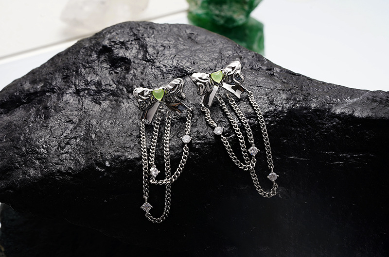 Sweet Bow Knot Copper Plating Zircon Ear Studs Necklace 1 Piece